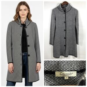 Cocogiò Italian Wool Blend Knit Black and White Soft Long Coat size Small